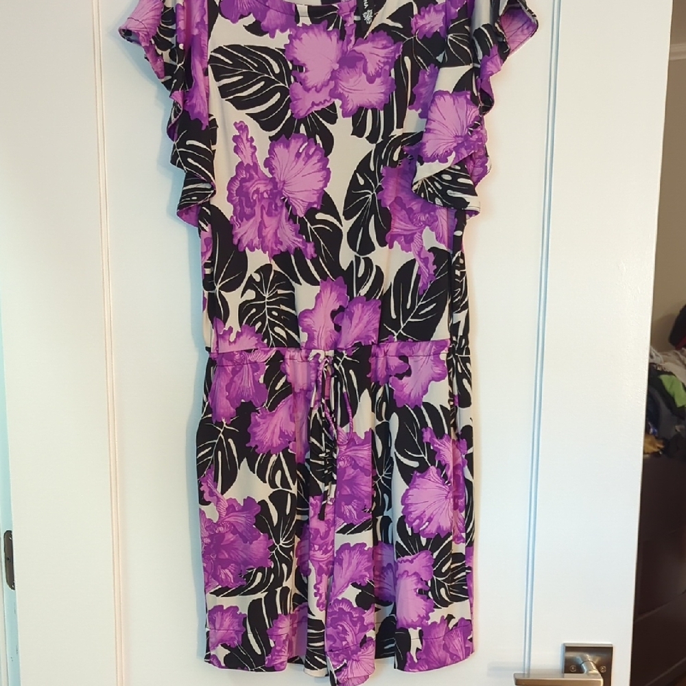 Floral Purple and Black Jumpsuit